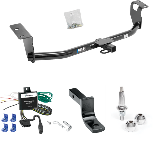 Fits 2003-2007 Toyota Corolla Trailer Hitch Tow PKG w/ 4-Flat Wiring Harness + Draw-Bar + Interchangeable 1-7/8" & 2" Balls By Reese Towpower