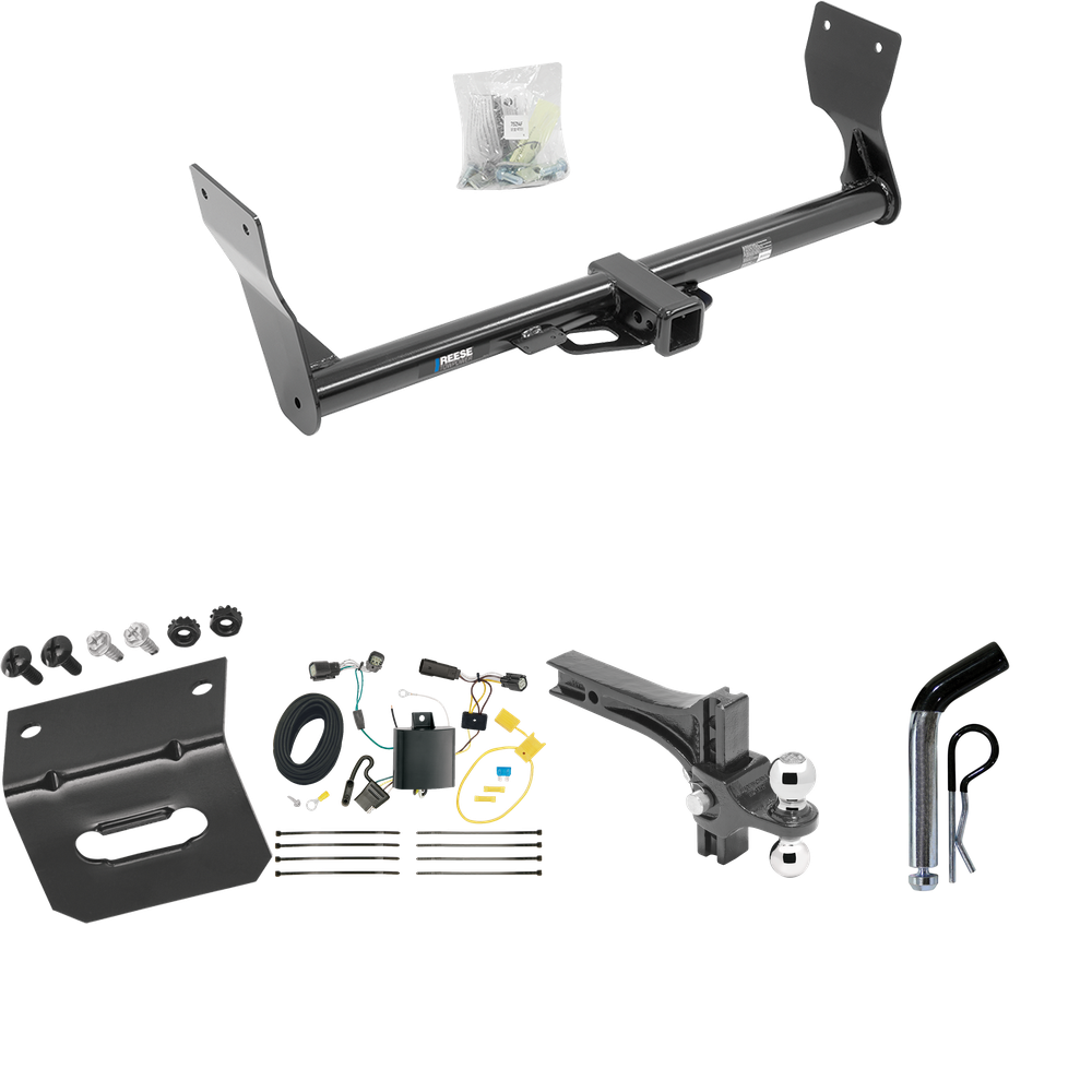 Fits 2015-2018 Ford Edge Trailer Hitch Tow PKG w/ 4-Flat Wiring Harness + Dual Adjustable Drop Rise Ball Ball Mount 2" & 2-5/16" Trailer Balls + Pin/Clip + Wiring Bracket (Excludes: Sport & Titanium Models) By Reese Towpower