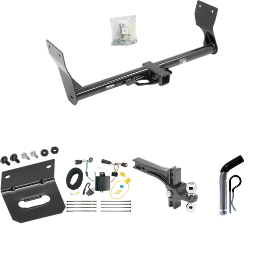 Fits 2015-2018 Ford Edge Trailer Hitch Tow PKG w/ 4-Flat Wiring Harness + Dual Adjustable Drop Rise Ball Ball Mount 2" & 2-5/16" Trailer Balls + Pin/Clip + Wiring Bracket (Excludes: Sport & Titanium Models) By Reese Towpower