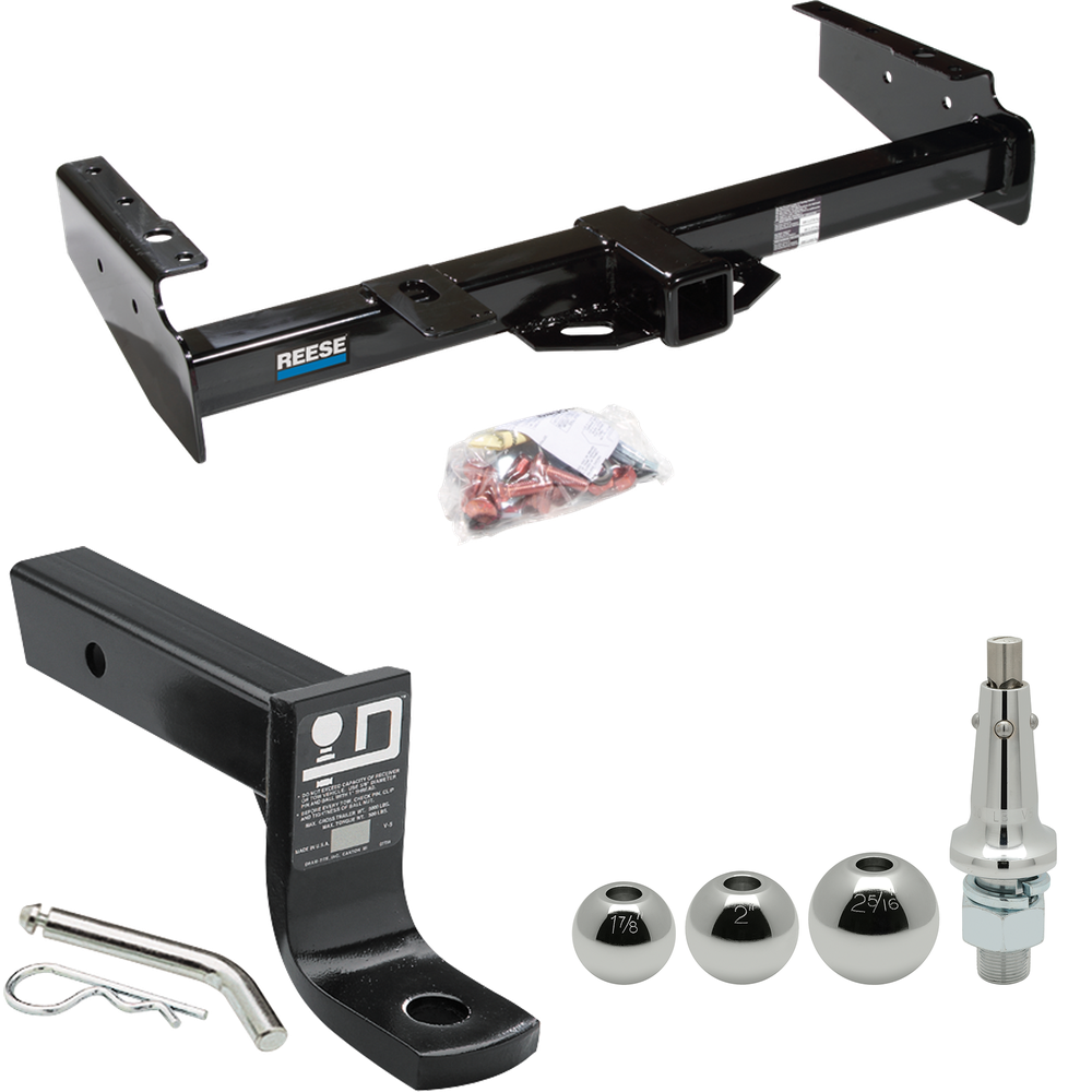 Fits 1992-1999 Chevrolet Suburban C2500 Trailer Hitch Tow PKG w/ Ball Mount w/ 4" Drop + Interchangeable Ball 1-7/8" & 2" & 2-5/16" By Reese Towpower