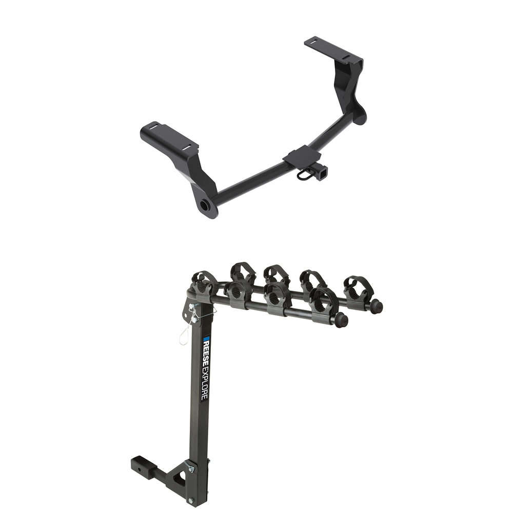 Fits 2016-2023 Subaru Crosstrek Trailer Hitch Tow PKG w/ 4 Bike Carrier Rack (For Hybrid Models) By Reese Towpower