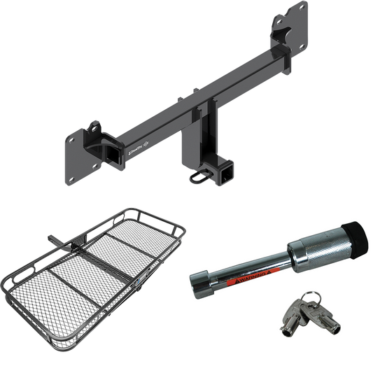 Fits 2017-2023 Jaguar F-Pace Trailer Hitch Tow PKG w/ 60" x 24" Cargo Carrier + Hitch Lock By Draw-Tite