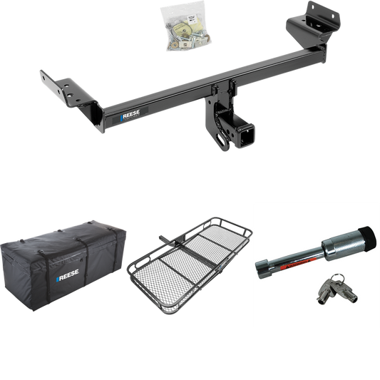 Fits 2019-2023 Ford Edge Trailer Hitch Tow PKG w/ 60" x 24" Cargo Carrier + Cargo Bag + Hitch Lock (Excludes: Titanium Models) By Reese Towpower