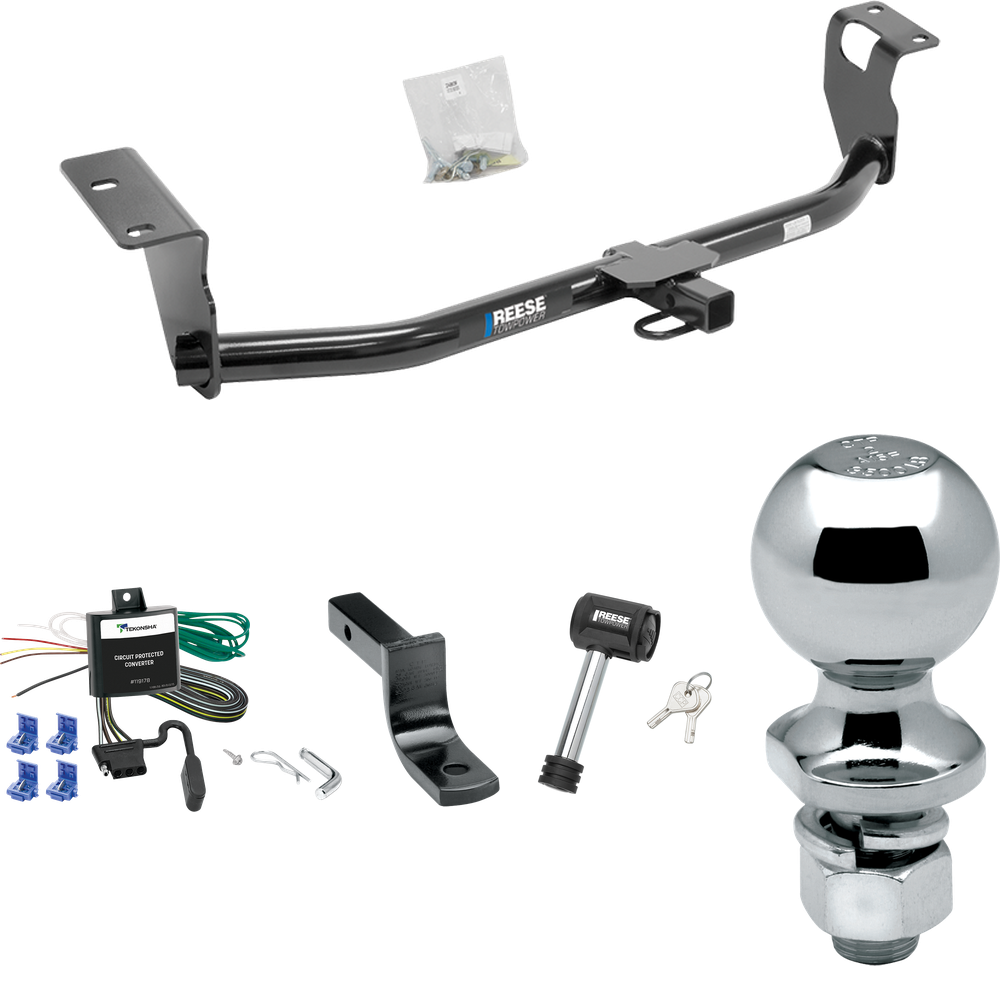 Se adapta al paquete de enganche de remolque Toyota Corolla 2003-2007 con arnés de cableado de 4 planos + barra de tracción + bola de 2" + bloqueo de enganche de Reese Towpower