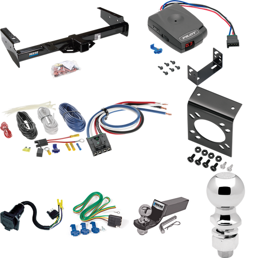 Se adapta al paquete de enganche de remolque GMC Yukon 1992-1999 con control de freno piloto serie Pro + adaptador de cableado BC genérico + cableado RV de 7 vías + soporte de bola y caída de 2" y 2-5/16" de Reese Towpower