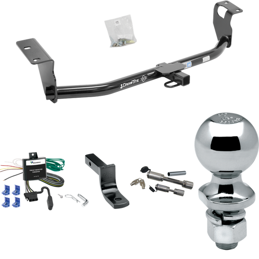 Fits 2003-2007 Toyota Corolla Trailer Hitch Tow PKG w/ 4-Flat Wiring Harness + Draw-Bar + 2" Ball + Dual Hitch & Coupler Locks By Draw-Tite