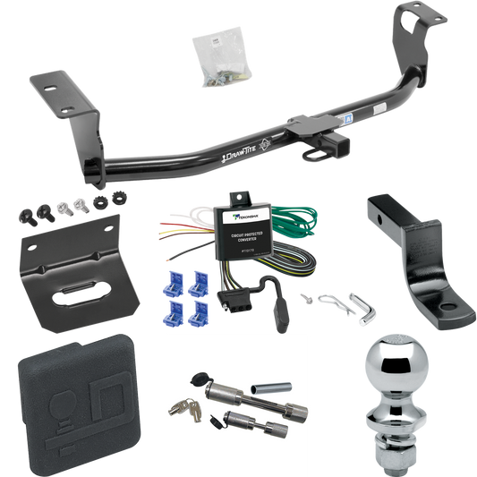 Fits 2003-2007 Toyota Corolla Trailer Hitch Tow PKG w/ 4-Flat Wiring Harness + Draw-Bar + 1-7/8" Ball + Wiring Bracket + Hitch Cover + Dual Hitch & Coupler Locks By Draw-Tite