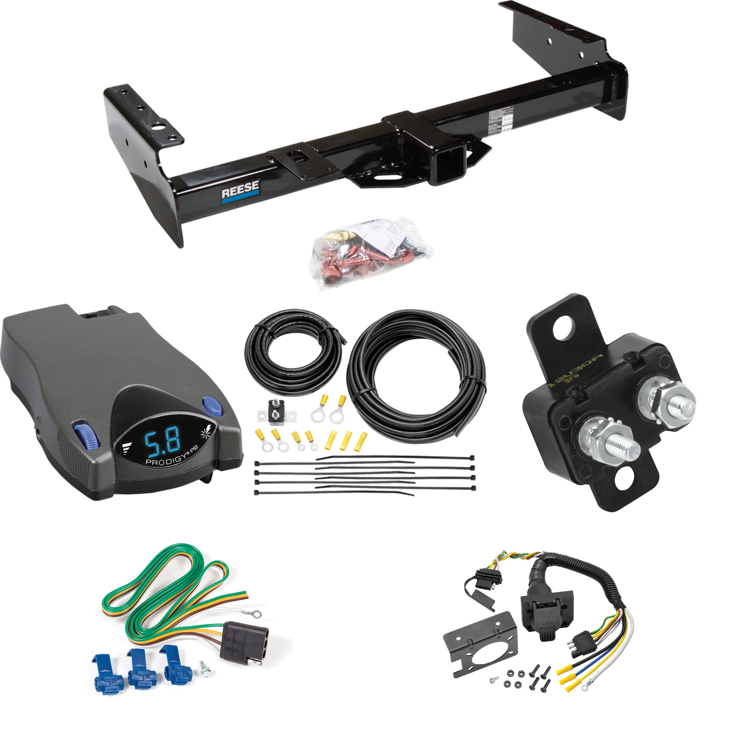 Fits 1992-1999 GMC Suburban C2500 Trailer Hitch Tow PKG w/ Tekonsha Prodigy P2 Brake Control + 7-Way RV Wiring By Reese Towpower