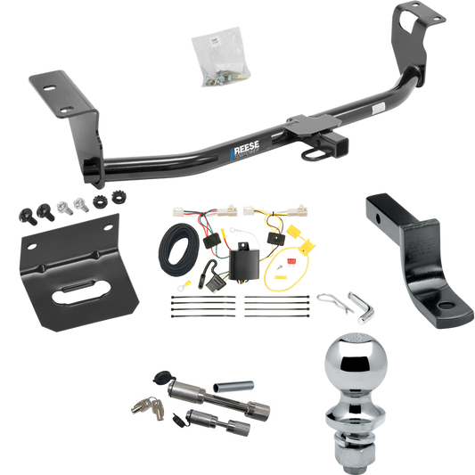 Fits 2009-2013 Toyota Corolla Trailer Hitch Tow PKG w/ 4-Flat Wiring Harness + Draw-Bar + 1-7/8" Ball + Wiring Bracket + Dual Hitch & Coupler Locks By Reese Towpower