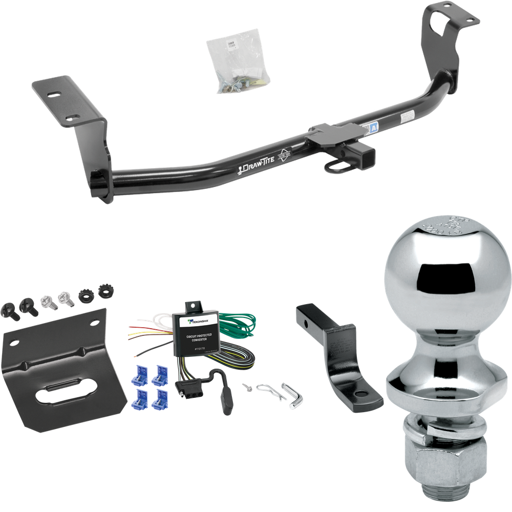 Fits 2003-2007 Toyota Corolla Trailer Hitch Tow PKG w/ 4-Flat Wiring Harness + Draw-Bar + 1-7/8" Ball + Wiring Bracket By Draw-Tite