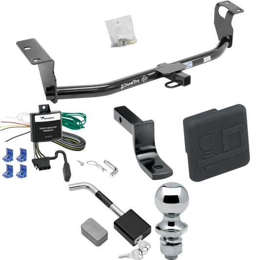 Fits 2003-2007 Toyota Corolla Trailer Hitch Tow PKG w/ 4-Flat Wiring Harness + Draw-Bar + 1-7/8" Ball + Hitch Cover + Hitch Lock By Draw-Tite