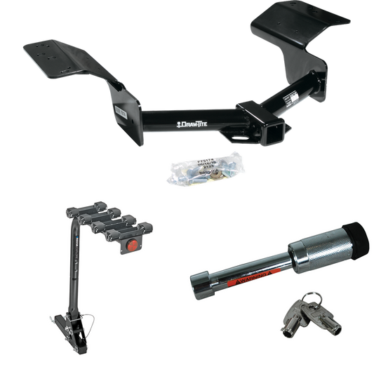 Fits 2004-2009 Cadillac SRX Trailer Hitch Tow PKG w/ 4 Bike Carrier Rack + Hitch Lock (Excludes: w/Sport Package Fascia Models) By Draw-Tite