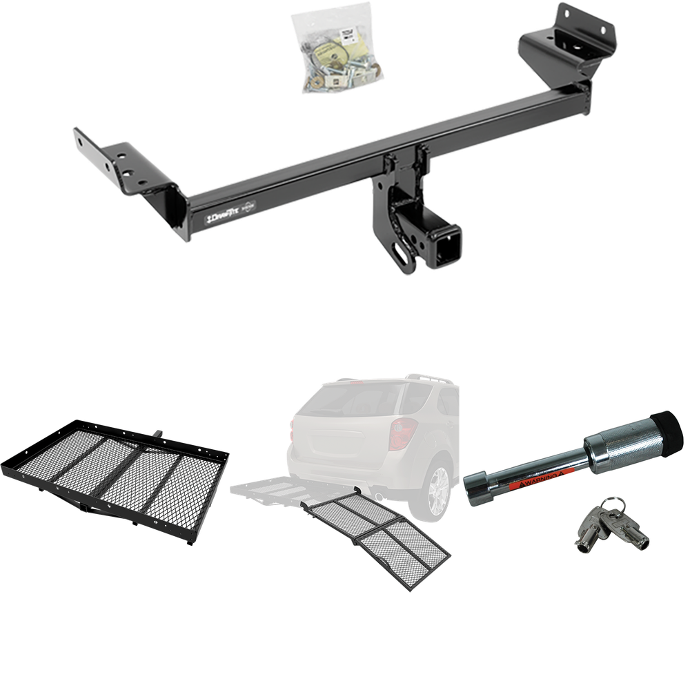 Fits 2019-2023 Lincoln Nautilus Trailer Hitch Tow PKG w/ Cargo Carrier + Bi-Fold Ramp + Hitch Lock By Draw-Tite