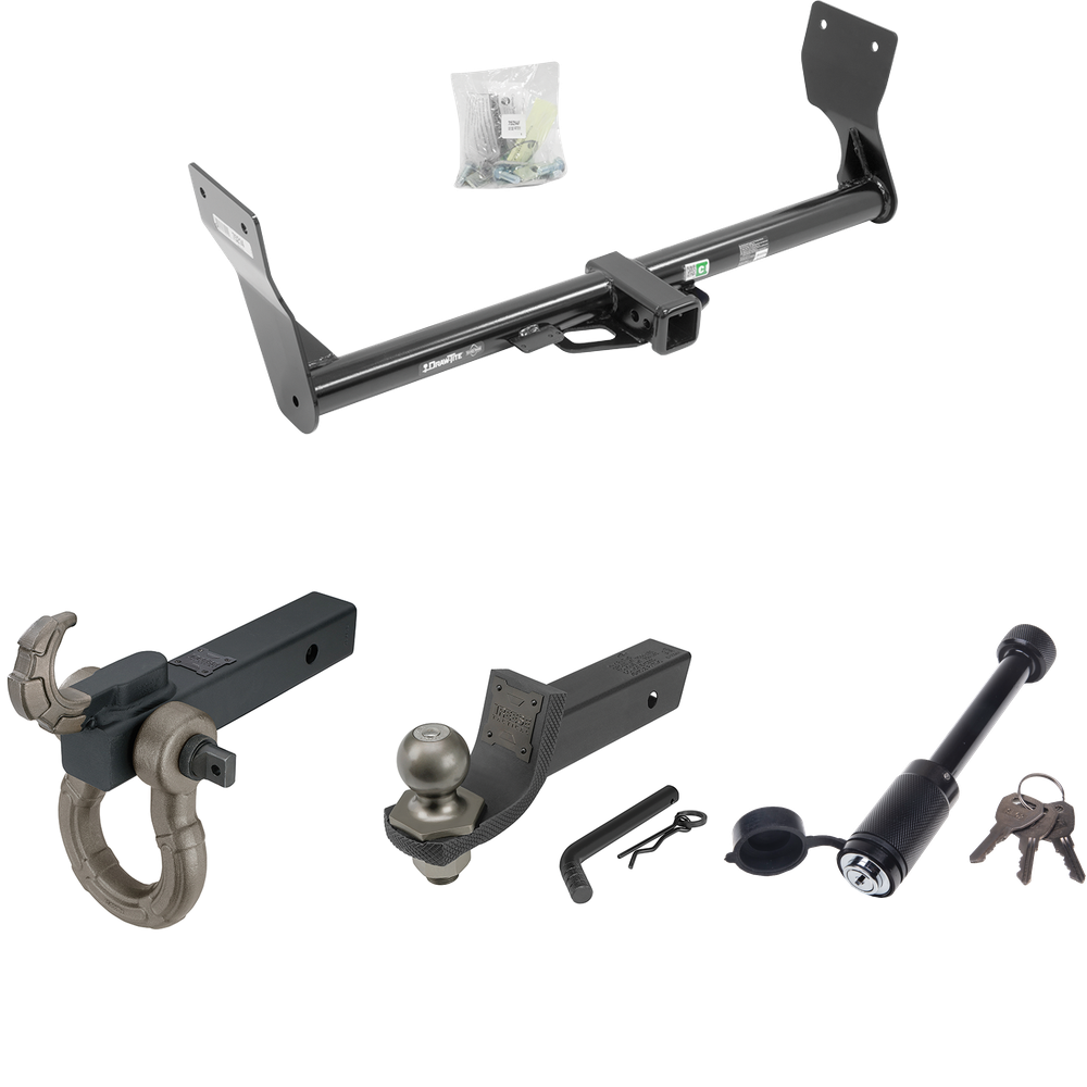 Fits 2015-2018 Ford Edge Trailer Hitch Tow PKG + Interlock Tactical Starter Kit w/ 2" Drop & 2" Ball + Tactical Hook & Shackle Mount + Tactical Dogbone Lock (Excludes: Sport & Titanium Models) By Draw-Tite