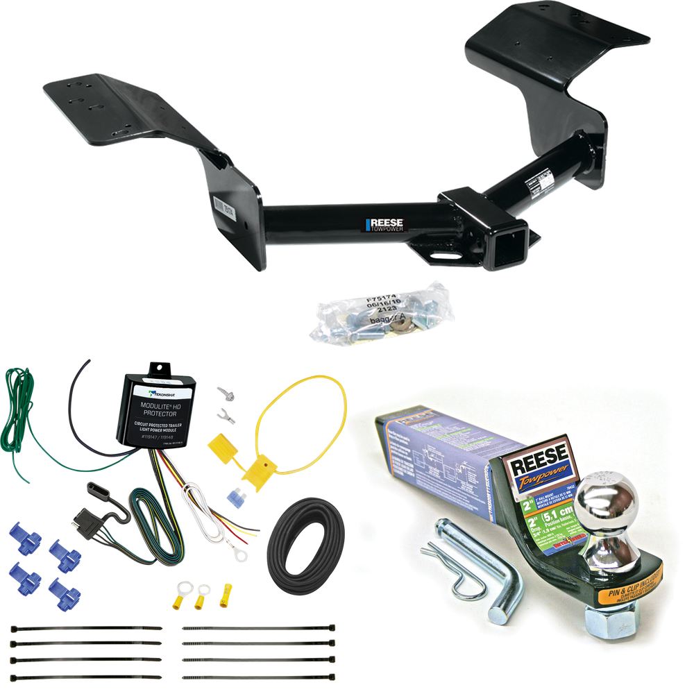 Fits 2004-2009 Cadillac SRX Trailer Hitch Tow PKG w/ 4-Flat Wiring + Starter Kit Ball Mount w/ 2" Drop & 1-7/8" Ball (Excludes: w/Sport Package Fascia Models) By Reese Towpower