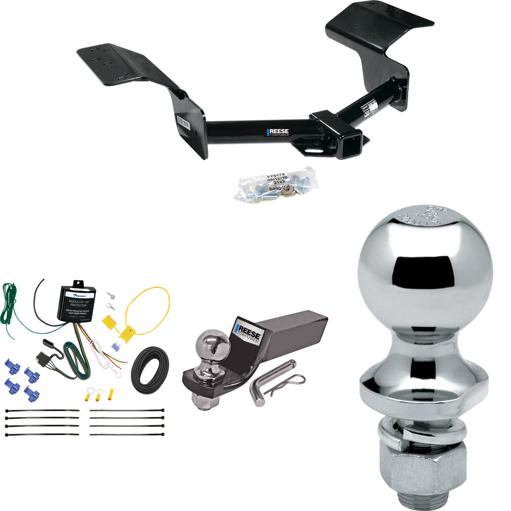 Fits 2004-2009 Cadillac SRX Trailer Hitch Tow PKG w/ 4-Flat Wiring + Starter Kit Ball Mount w/ 2" Drop & 2" Ball + 1-7/8" Ball (Excludes: w/Sport Package Fascia Models) By Reese Towpower