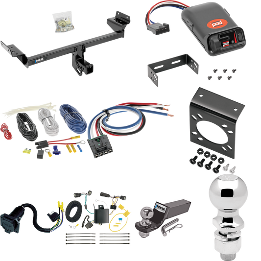 Fits 2015-2018 Ford Edge Trailer Hitch Tow PKG w/ Pro Series POD Brake Control + Generic BC Wiring Adapter + 7-Way RV Wiring + 2" & 2-5/16" Ball & Drop Mount (Excludes: Sport & Titanium Models) By Reese Towpower