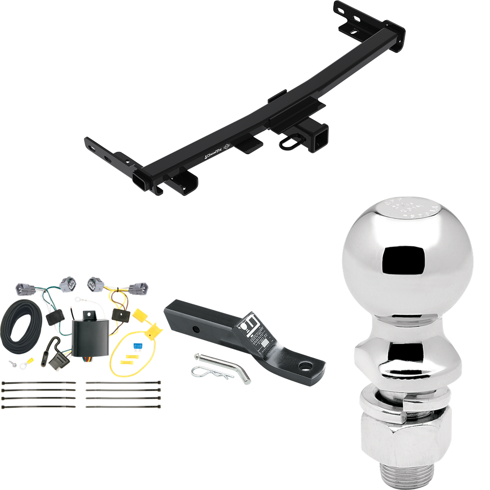 Fits 2014-2018 Jeep Cherokee Trailer Hitch Tow PKG w/ 4-Flat Wiring + Ball Mount w/ 2" Drop + 2-5/16" Ball (For Trailhawk Models) By Draw-Tite