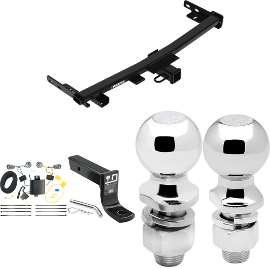 Fits 2014-2018 Jeep Cherokee Trailer Hitch Tow PKG w/ 4-Flat Wiring + Ball Mount w/ 4" Drop + 2" Ball + 2-5/16" Ball (For Trailhawk Models) By Reese Towpower