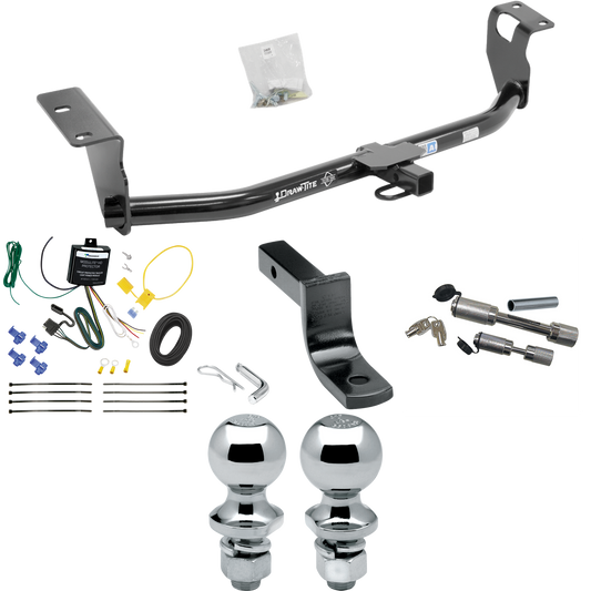 Fits 2008-2008 Toyota Corolla Trailer Hitch Tow PKG w/ 4-Flat Wiring Harness + Draw-Bar + 1-7/8" + 2" Ball + Dual Hitch & Coupler Locks By Draw-Tite