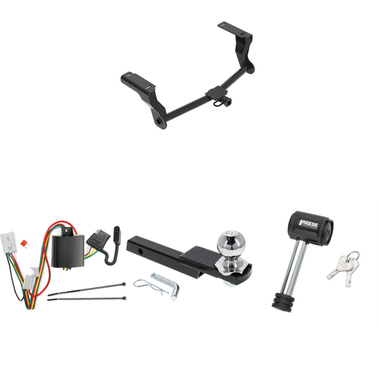 Fits 2016-2023 Subaru Crosstrek Trailer Hitch Tow PKG w/ 4-Flat Wiring Harness + Interlock Starter Kit w/ 2" Ball 1-1/4" Drop 3/4" Rise + Hitch Lock (Excludes: Hybrid Models) By Reese Towpower