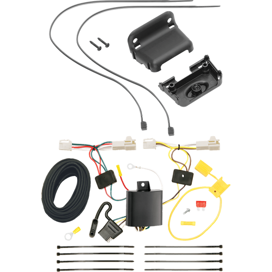 Fits 2009-2013 Toyota Corolla 4-Flat Vehicle End Trailer Wiring Harness + Wiring Bracket By Tekonsha