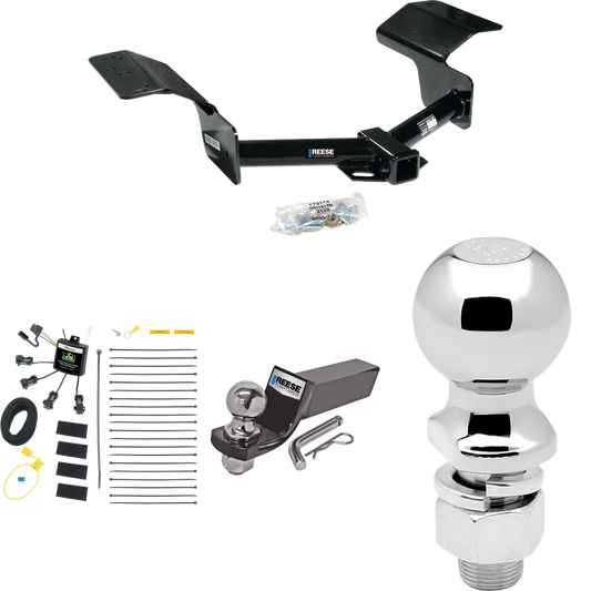 Fits 2004-2009 Cadillac SRX Trailer Hitch Tow PKG w/ 4-Flat Zero Contact "No Splice" Wiring + Starter Kit Ball Mount w/ 2" Drop & 2" Ball + 2-5/16" Ball (Excludes: w/Sport Package Fascia Models) By Reese Towpower