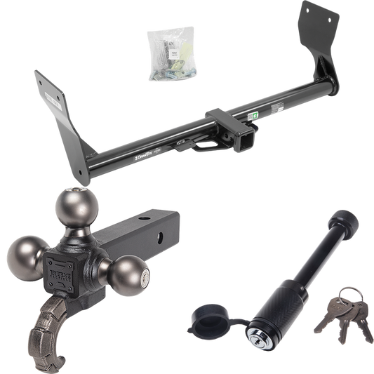 Fits 2019-2023 Ford Edge Trailer Hitch Tow PKG + Triple Ball Tactical Ball Mount 1-7/8" & 2" & 2-5/16" Balls w/ Tow Hook + Tactical Dogbone Lock (Excludes: Titanium Models) By Draw-Tite