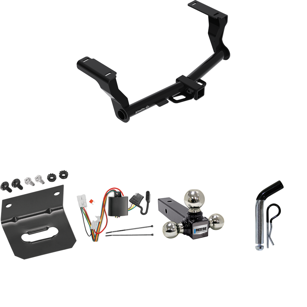 Fits 2016-2023 Subaru Crosstrek Trailer Hitch Tow PKG w/ 4-Flat Wiring Harness + Triple Ball Ball Mount 1-7/8" & 2" & 2-5/16" Trailer Balls + Pin/Clip + Wiring Bracket (Excludes: Hybrid Models) By Draw-Tite