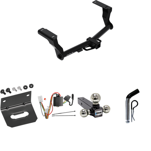 Fits 2016-2023 Subaru Crosstrek Trailer Hitch Tow PKG w/ 4-Flat Wiring Harness + Triple Ball Ball Mount 1-7/8" & 2" & 2-5/16" Trailer Balls + Pin/Clip + Wiring Bracket (Excludes: Hybrid Models) By Draw-Tite