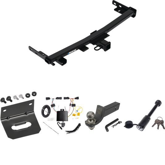 Fits 2019-2023 Jeep Cherokee Trailer Hitch Tow PKG w/ 4-Flat Wiring + Interlock Tactical Starter Kit w/ 2" Drop & 2" Ball + Tactical Dogbone Lock + Wiring Bracket (For Trailhawk Models) By Reese Towpower