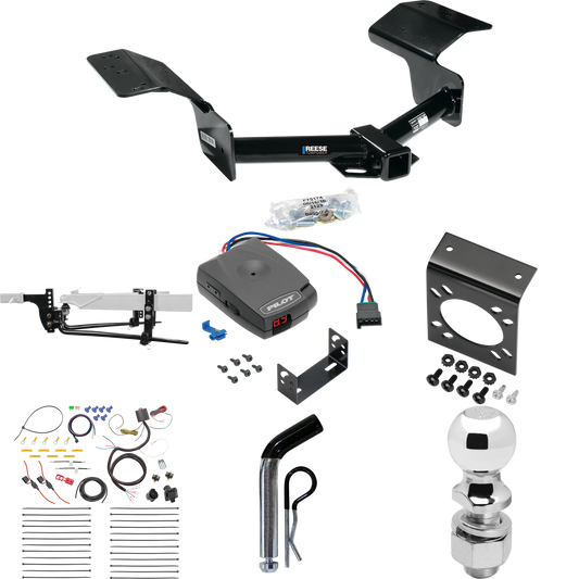 Fits 2004-2009 Cadillac SRX Trailer Hitch Tow PKG w/ 6K Round Bar Weight Distribution Hitch w/ 2-5/16" Ball + 2" Ball + Pin/Clip + Pro Series Pilot Brake Control + 7-Way RV Wiring (Excludes: w/Sport Package Fascia Models) By Reese Towpower