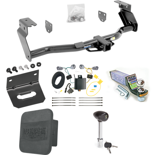 Fits 2014-2018 Jeep Cherokee Trailer Hitch Tow PKG w/ 4-Flat Wiring + Starter Kit Ball Mount w/ 2" Drop & 1-7/8" Ball + Wiring Bracket + Hitch Lock + Hitch Cover (For Trailhawk Models) By Reese Towpower