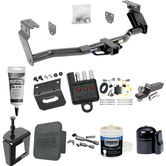 Fits 2014-2018 Jeep Cherokee Trailer Hitch Tow PKG w/ 4-Flat Wiring + Starter Kit Ball Mount w/ 2" Drop & 2" Ball + 1-7/8" Ball + Wiring Bracket + Dual Hitch & Coupler Locks + Hitch Cover + Wiring Tester + Ball Lube + Electric Grease + Ball Wrench +