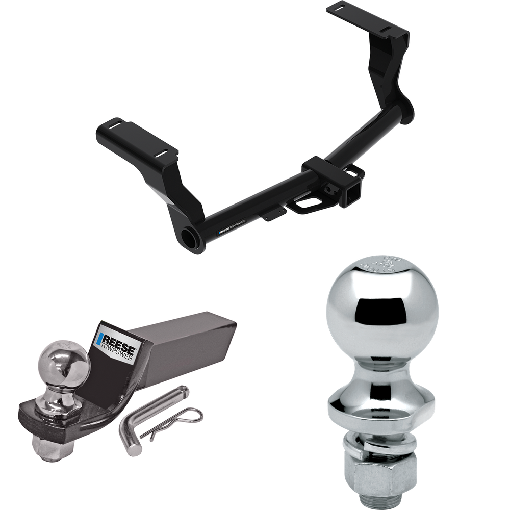 Fits 2018-2022 Subaru Impreza Trailer Hitch Tow PKG w/ Starter Kit Ball Mount w/ 2" Drop & 2" Ball + 1-7/8" Ball (For Wagon, Except WRX STi & w/Quad Exhaust Outlets Models) By Reese Towpower