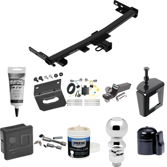 Fits 2014-2018 Jeep Cherokee Trailer Hitch Tow PKG w/ 4-Flat Wiring + Starter Kit Ball Mount w/ 2" Drop & 2" Ball + 2-5/16" Ball + Wiring Bracket + Dual Hitch & Coupler Locks + Hitch Cover + Wiring Tester + Ball Lube +Electric Grease + Ball Wrench +