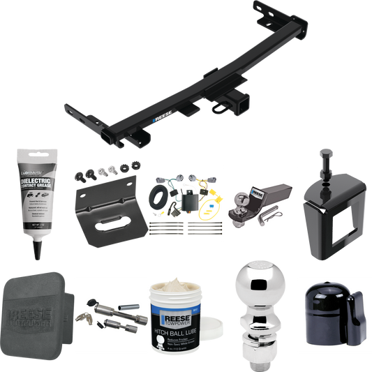 Fits 2014-2018 Jeep Cherokee Trailer Hitch Tow PKG w/ 4-Flat Wiring + Starter Kit Ball Mount w/ 2" Drop & 2" Ball + 2-5/16" Ball + Wiring Bracket + Dual Hitch & Coupler Locks + Hitch Cover + Wiring Tester + Ball Lube +Electric Grease + Ball Wrench +