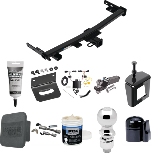 Fits 2019-2023 Jeep Cherokee Trailer Hitch Tow PKG w/ 4-Flat Wiring + Starter Kit Ball Mount w/ 2" Drop & 2" Ball + 2-5/16" Ball + Wiring Bracket + Dual Hitch & Coupler Locks + Hitch Cover + Wiring Tester + Ball Lube +Electric Grease + Ball Wrench +