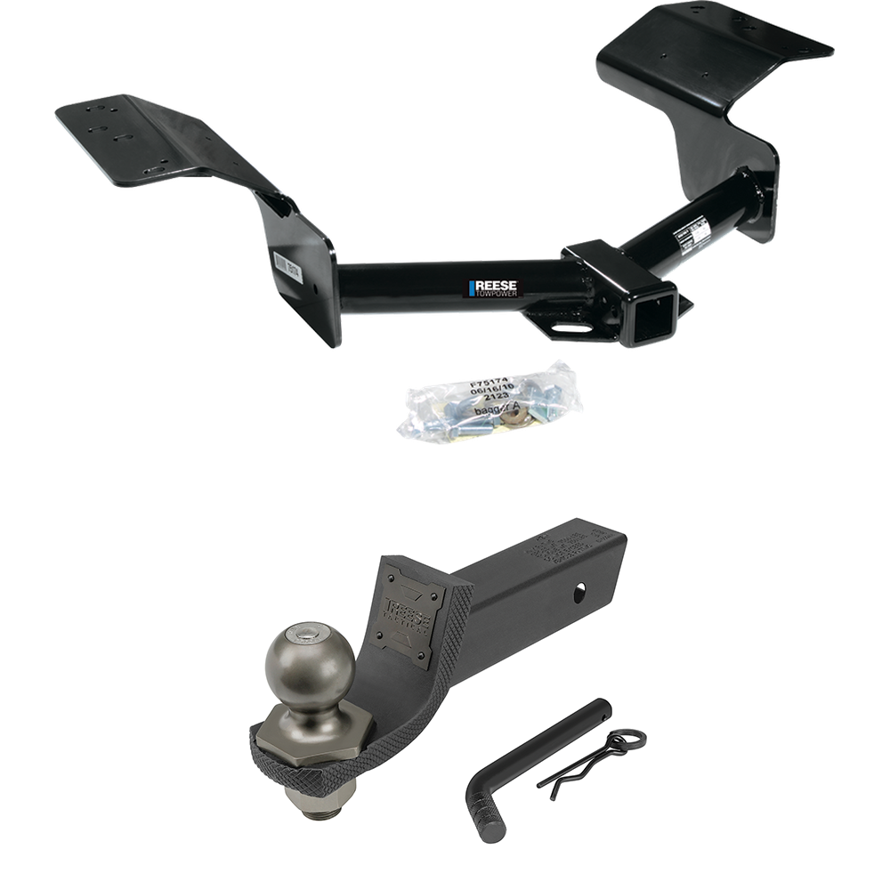 Fits 2004-2009 Cadillac SRX Trailer Hitch Tow PKG + Interlock Tactical Starter Kit w/ 2" Drop & 2" Ball (Excludes: w/Sport Package Fascia Models) By Reese Towpower