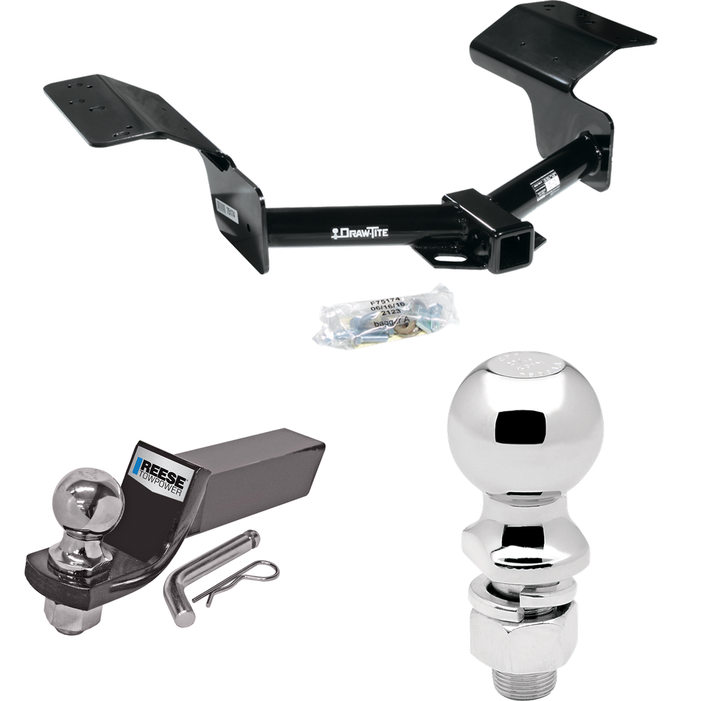 Fits 2004-2009 Cadillac SRX Trailer Hitch Tow PKG w/ Starter Kit Ball Mount w/ 2" Drop & 2" Ball + 2-5/16" Ball (Excludes: w/Sport Package Fascia Models) By Draw-Tite