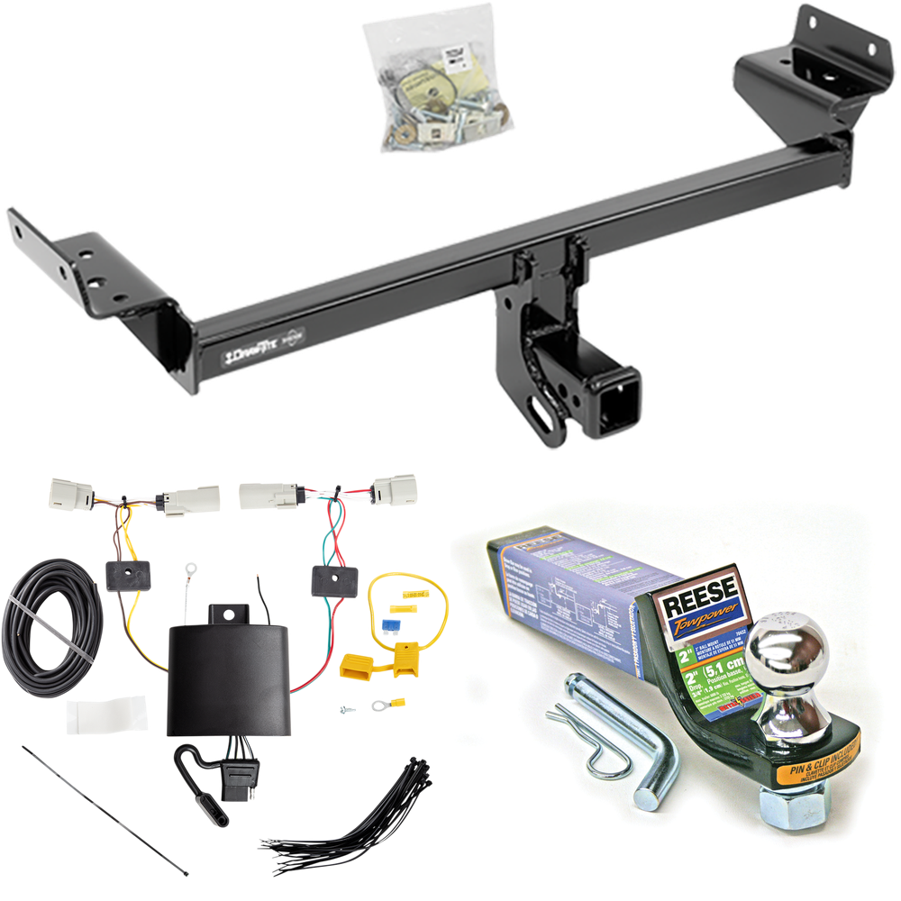 Fits 2019-2023 Ford Edge Trailer Hitch Tow PKG w/ 4-Flat Wiring + Starter Kit Ball Mount w/ 2" Drop & 1-7/8" Ball (Excludes: Titanium Models) By Draw-Tite