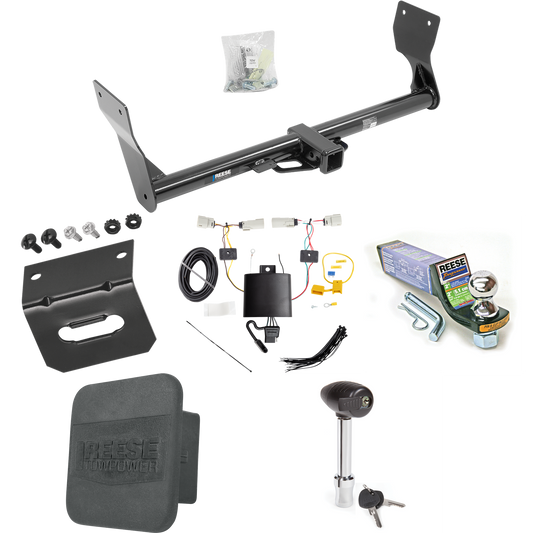 Fits 2019-2023 Ford Edge Trailer Hitch Tow PKG w/ 4-Flat Wiring + Starter Kit Ball Mount w/ 2" Drop & 1-7/8" Ball + Wiring Bracket + Hitch Lock + Hitch Cover (Excludes: Titanium Models) By Reese Towpower