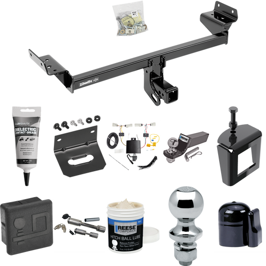 Fits 2019-2023 Ford Edge Trailer Hitch Tow PKG w/ 4-Flat Wiring + Starter Kit Ball Mount w/ 2" Drop & 2" Ball + 1-7/8" Ball + Wiring Bracket + Dual Hitch & Coupler Locks + Hitch Cover + Wiring Tester + Ball Lube +Electric Grease + Ball Wrench + Anti