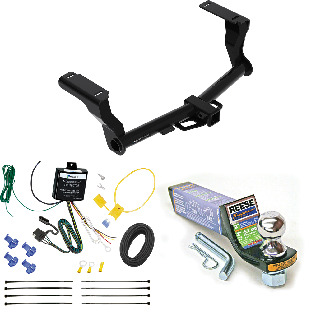 Fits 2016-2023 Subaru Crosstrek Trailer Hitch Tow PKG w/ 4-Flat Wiring + Starter Kit Ball Mount w/ 2" Drop & 1-7/8" Ball (For Hybrid Models) By Reese Towpower