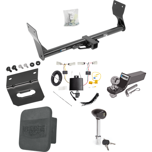 Fits 2019-2023 Ford Edge Trailer Hitch Tow PKG w/ 4-Flat Wiring + Starter Kit Ball Mount w/ 2" Drop & 2" Ball + 1-7/8" Ball + Wiring Bracket + Hitch Lock + Hitch Cover (Excludes: Titanium Models) By Reese Towpower