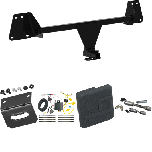 Fits 2019-2022 Toyota Corolla Trailer Hitch Tow PKG w/ 4-Flat Wiring Harness + Hitch Cover + Dual Hitch & Coupler Locks (For Hatchback Models) By Draw-Tite