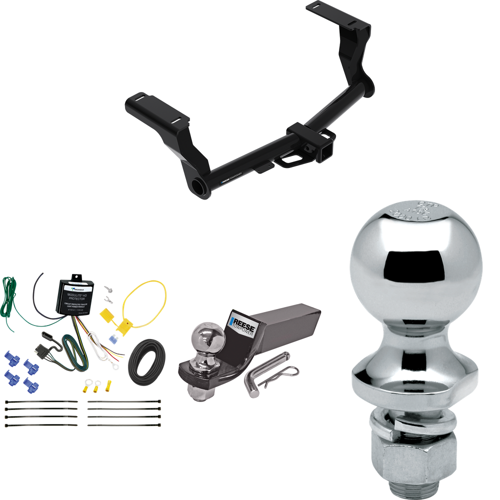 Fits 2016-2023 Subaru Crosstrek Trailer Hitch Tow PKG w/ 4-Flat Wiring + Starter Kit Ball Mount w/ 2" Drop & 2" Ball + 1-7/8" Ball (For Hybrid Models) By Reese Towpower