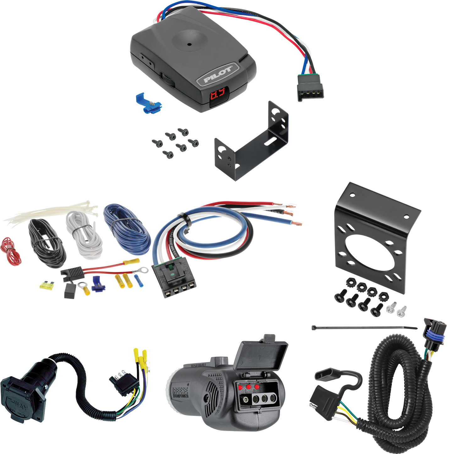 Fits 2010-2016 Cadillac SRX 7-Way RV Wiring + Pro Series Pilot Brake Control + Generic BC Wiring Adapter + 2 in 1 Tester & 7-Way to 4-Way Adapter (For W/ Factory Tow Package Models) By Tekonsha