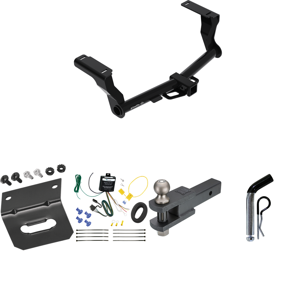 Fits 2016-2023 Subaru Crosstrek Trailer Hitch Tow PKG w/ 4-Flat Wiring Harness + Clevis Hitch Ball Mount w/ 2" Ball + Pin/Clip + Wiring Bracket (For Hybrid Models) By Draw-Tite