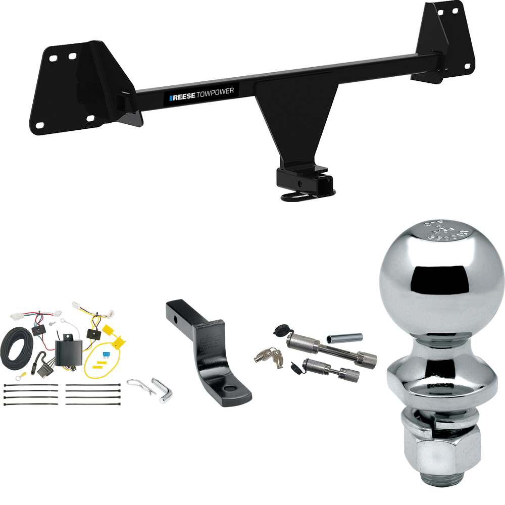 Fits 2019-2022 Toyota Corolla Trailer Hitch Tow PKG w/ 4-Flat Wiring Harness + Draw-Bar + 2" Ball + Dual Hitch & Coupler Locks (For Hatchback Models) By Reese Towpower